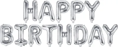 Produktbild von 13 Folienballons Buchstaben Happy Birthday Silber - Einheitsgröße
