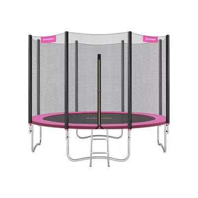 Produktbild von In And OutdoorMatch Trampolin Lela – 366 cm – mit Sicherheitsnetz & Leiter – Rosa – Rund – Garten – bis 150 kg belastbar