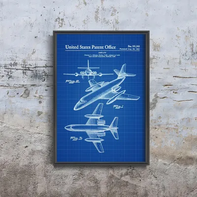 Produktbild von Poster - Canvas - Leinwand - 21 cm x 29,7 cm - Fotoposter - Leinwandkunst - Lockheed Flugzeug-Patent