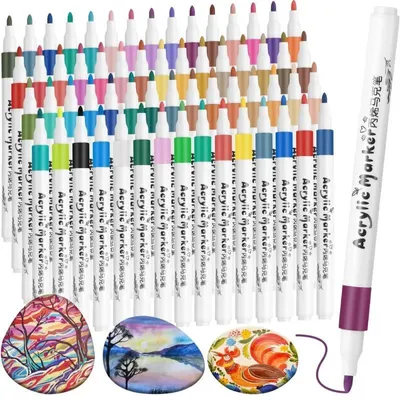 Produktbild von Extralink 60 Farbe Acrylstifte Marker Set Permanent Wasserfest Pen Für DIY Graffiti Steine