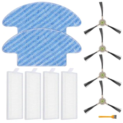 Zubehörset für Roboterstaubsauger, 11-teilig: Filter, Wischpads, Bürsten