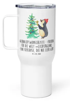 Produktbild von Mr. & Mrs. Panda thermosbecher Pinguin Weihnachtsbaum - Weiß - Geschenk, Thermobecher, Weihnachten, Edelstahl Tasse, Kaffee-to-go-Becher, Teetasse, Winter
