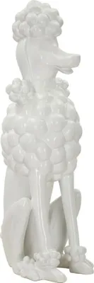 Zdjęcie produktu dla o Ferretti – rzeźba dekoracyjna przedstawiająca siedzącego pudla, biała, 20 x 26 x 61 cm