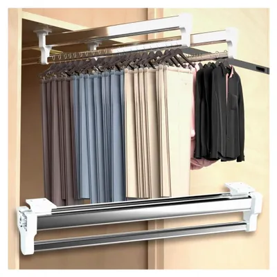Produktbild von Verstellbare Kleiderstange, 800 mm/31,5 Zoll Gleitschiene Multifunktion Hosenbügel, Ausziehbare Kleiderstange
