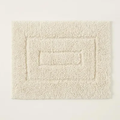Freigestellte Produktansicht von der Badematte Badteppich Duschvorleger 60 x 100 cm Rechteckig Creme, AI-gegenereerde afbeelding