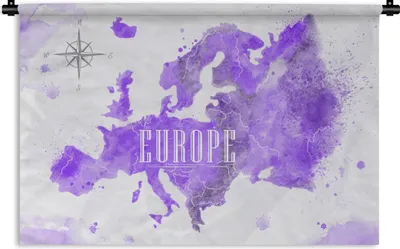 Produktbild von MuchoWow® Wandteppich Wandbehang Europa - Weltkarte - Farbe 120x80 cm Tapisserie Dekoration Wandtuch - Wanddekorationen - Wandtücher