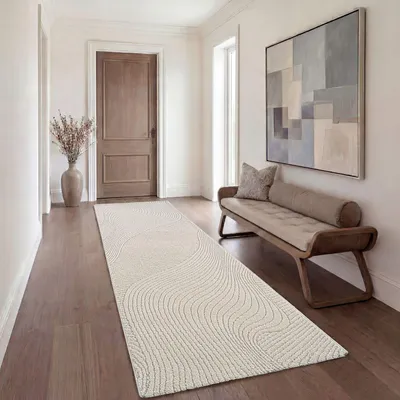 Produktbild von TT Home Wohnzimmer Teppich Esszimmer Kurzflor Japandi Skandinavisch Boho Design Panglao Abstrakt Soft-Touch Hoch-Tief-Effekt Größe 80x250 cm