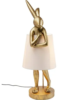 Zdjęcie produktu dla Duża, designerska lampka stołowa "Zając" w kolorze złotym