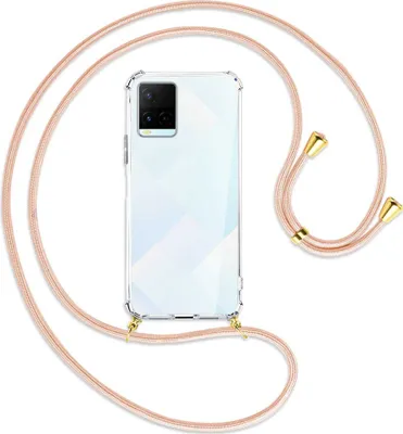 Produktbild von Handykette Backcover-Schutzhülle mit Band (Metall goldfarben) für vivo Y21s (6.51''), Y33s - rose peach