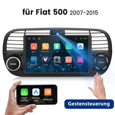 Produktbild von Linux Autoradio 7 Zoll Touchscreen für Fiat 500 2007-2015 inkl. CarPlay Android Auto MirrorLink ViLink Lenkradfernbedienung