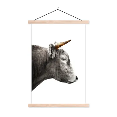 Produktbild von MuchoWow® Textilposter Schottischer Highlander - Tiere - Kuh 60x90 cm mit holzfarbenen Rahmen - Textil