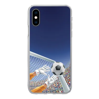 Produktbild von MuchoWow® Handyhülle Schutzhülle Hülle für iPhone X Eine Illustration eines Torwarts, der den Fußball stoppt - Junge - Mädchen - Kind Silikon Softcase Handy Hülle - Handyhülle