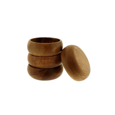 Imagen del producto de Juego de 4 cuencos de madera de acacia, diámetro 10 cm x 4 cm de alto. Duraderos y versátiles