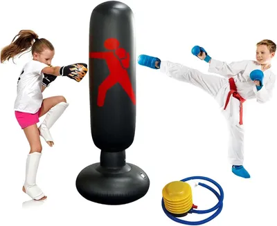 Produktbild von Boxsack Kinder Standboxsäcke Aufblasbare 160cm Boxsäule Tumbler für Kinder Erwachsene Kickboxen, Karate, Taekwondo, Boxen und Stressabbau