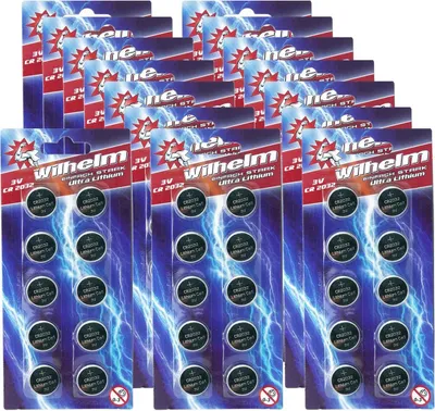 Produktbild von 150 x CR2032 Wilhelm Blisterpack Knopfzelle Batterie Lithium 3V CR 2032