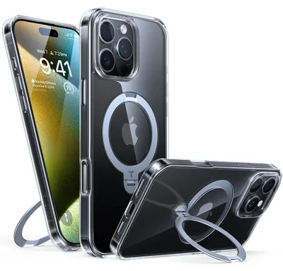 Produktbild von Torras – Ostand Spin MagSafe magnetische Standhülle für iPhone 16 Pro – transparent