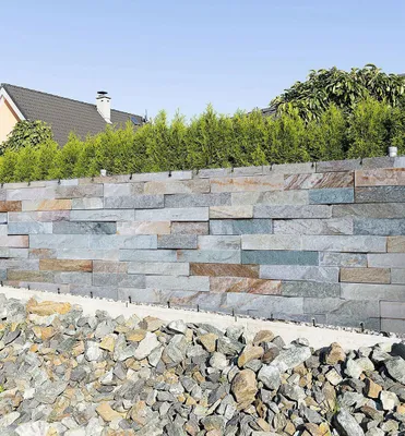 Produktbild von Zaunbanner Blaue Steinmauer Sichtschutz Garten Zaun