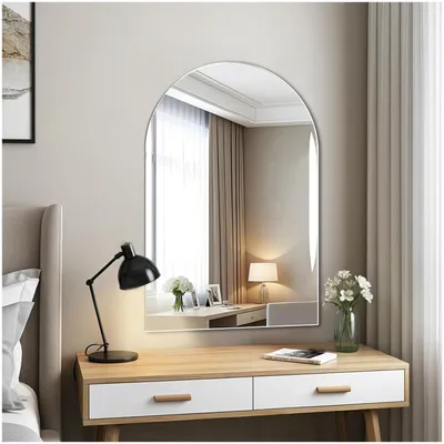 Immagine prodotto di Specchio da parete ovale, senza cornice, 60 x 40 cm, forma ad arco, ideale per bagno, camera da letto o soggiorno