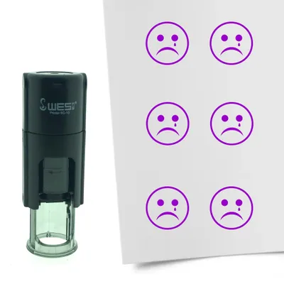 Produktbild von CombiCraft Selbstfärbender Stempel 'Trauriger Smiley' in der Farbe Lila, Ø10mm