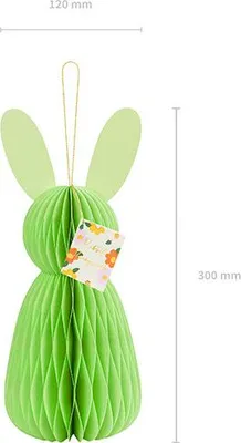 Image de Lapin de Pâques en nid d'abeille Vert 30cm