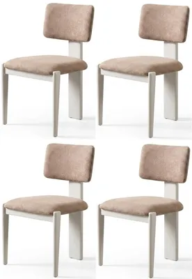 Obrázek produktu pro Sada čtyř jídelních židlí, čalouněné, s opěradlem, béžové barvy, moderní design, dřevěné