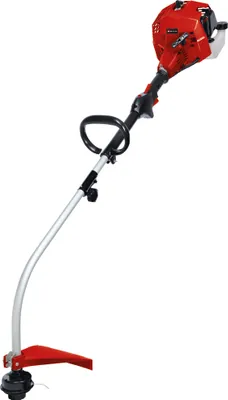 A red and silver string trimmer on a white background.