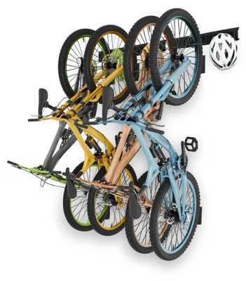 Fahrrad-Wandhalterung, Stahl, 4 Räder, 3 Helme, 136 kg
