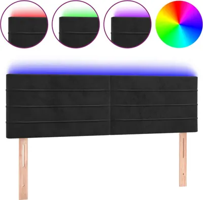 Produktbild von vidaXL LED Kopfteil Schwarz 144x5x78/88 cm Samt