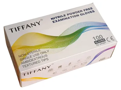 Produktbild von Tiffany Nitrilhandschuhe puderfrei - blau - 100 Stück Größe: XL