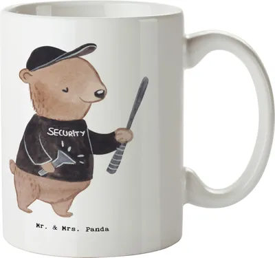 Produktbild von Mr. & Mrs. Panda Kaffeetasse Sicherheitsdienstmitarbeiter Herz - Weiß - Geschenk, Pott, Tasse, Trinkbecher, cappuccinotasse, Teetasse