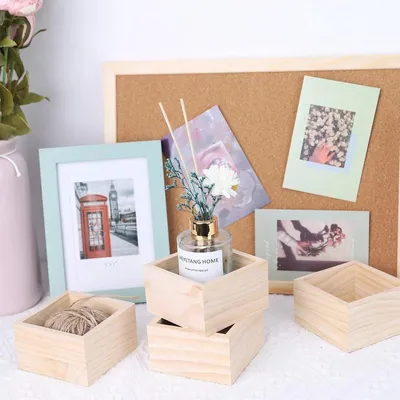 4er-Pack unbehandelte Holzaufbewahrungsboxen 15x15x6cm - rustikale Lagerbehälter für die Wohnkultur