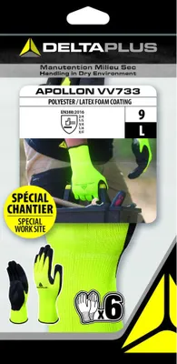 Imagen del producto de Set de 6 guantes de goma de poliéster recubierto de látex - Delta Plus