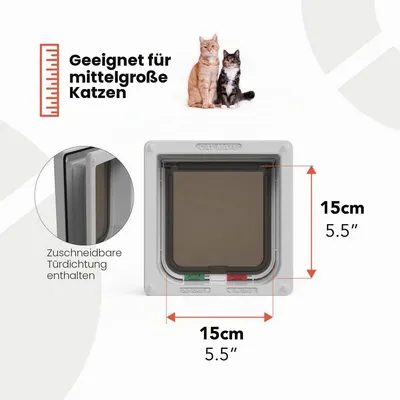 Zdjęcie produktu dla Klapka dla kota Cat Mate, 4-kierunkowa, z ramą do 50 mm (235) – drzwi z możliwością zamykania