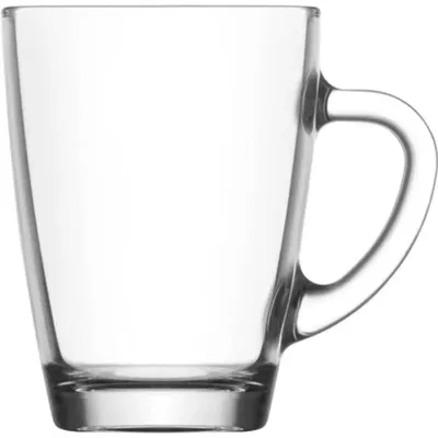 Produktbild von 6x Vega 300ml Glas Kaffee Tassen - Groß Wiederverwendbar Tea Latté Cappuccino Heißgetränke-Becher-Set mit Griff - by LAV