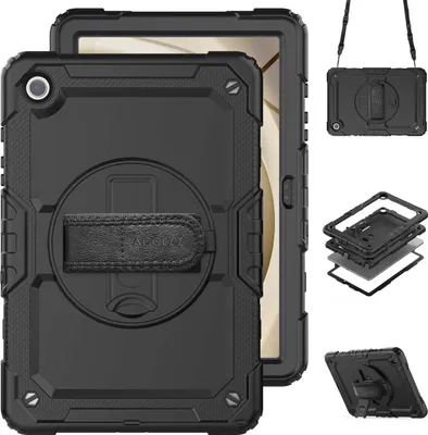 Productafbeelding van Accezz Rugged Backcover met schouderstrap voor de Samsung Galaxy Tab A9 Plus - Zwart