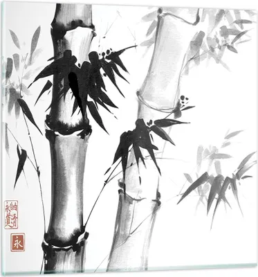 Produktbild von Bilder auf glas - Einteilig - Asiatisch Aquarell Bambus - 70x70cm - Glasbilder - Wandbilder - Bilder - zum Aufhängen bereit - Wanddekoration aus Glas - Glas Bilder - Wandbild auf Glas - GAC70x70-4577