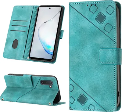 Produktbild von Hülle für Samsung Galaxy Note 10 Prägung Flip Leder Brieftasche Schutzhülle mit Ständer Grün