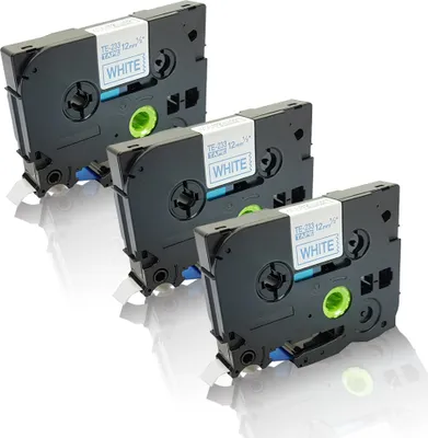Produktbild von Print-Klex 3x Schriftbänder kompatibel kompatibel mit Brother Ptouch TZE-233 P-Touch H75 H 75S P700 P750 Series P 750 TDI P750W RL700S 12mm x 8 m blau/weiß Label Tape laminiert