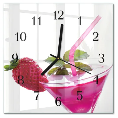 Immagine prodotto di Orologio da parete Tulup Glasuhr, orologio da cucina, vetro vero, 30x30 cm, design moderno e decorativo, silenzioso, con lancette nere - Cocktail
