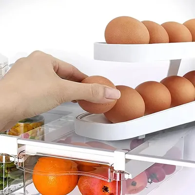 Produktbild von Eierbehälter für Kühlschrank,Eier-Organizer für Kühlschrank,Automatisch rollender Eierspender für die Aufbewahrung im Kühlschrank,Eierablage für die Küche Für 12–14 Eier (Weiss)