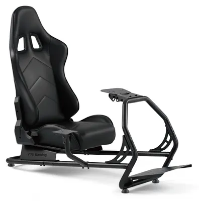 Produktbild von Rennsimulator-Cockpit – Gaming-Stuhl – Verstellbar – Robuster Stahlrahmen – Schwarz