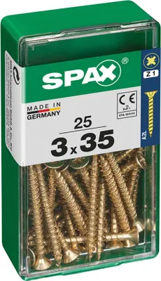Image de Boîte 25 Unités. Vis A Bois Spax Cab. Plat Yellox 3.0x35mm Spax