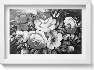 Produktbild von Weiße und weiße Blumen– Wandbild mit Rahmen – Gerahmtes Bild  – Wanddekoration – 30x20 cm –  Weiß Rahmen