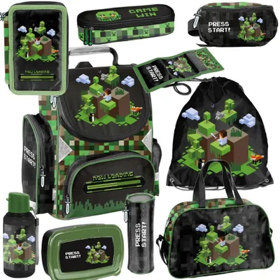 Produktbild von Mega Schulset XXL – PIXELS 10-teiliges Schulranzen-Set Für Jungen & Mädchen Klasse 1–4