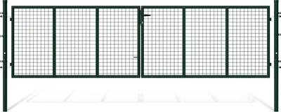Produktbild von Izrielar Doppelflügel Gartentor  Grün, 350 x 100 cm inkl. Griff, Schloss, Schlüsseln und Bodenverriegelung Gartenpforte Einfahrtstor Hoftür,Abgerundet