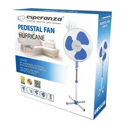 Imagen del producto de ESPERANZA EHF001WB, ventilador doméstico de láminas, azul, blanco, pasillo, 40 cm, CA