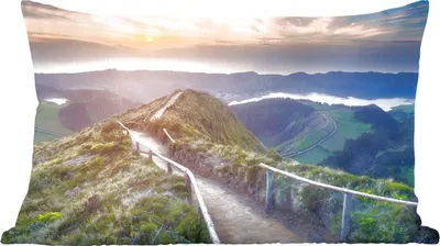Produktbild von MuchoWow® Zierkissen Sofakissen Wohnzimmer Dekokissen 50x30 cm Berge - Sonne - Natur - Wohnzimmerdekoration - Polster mit Photo