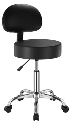 Image de Tabouret de selle VEVOR Tabouret à roulettes 204 kg de capacité de charge Réglable en hauteur (84-100 cm), cuirPolyuréthaneChaise de selle pivotante Convient pour salon Spa Massage Clinique Noir