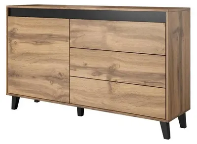 Zdjęcie produktu dla Cama komoda NORD dąb wotan/antracyt, 1 drzw., Dąb Wotan, Płyta wiórowa, Dąb Wotan, Płyta wiórowa, Drzwi na zawiasach