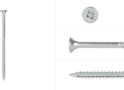 Produktbild von Spanplattenschrauben Verzinkt 5 x 90 mm Pozidrive-Teilgewinde - Schachtel mit 200 Stück Schrauben
